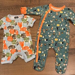 0-6 month mudpie owl romper with woodland footie